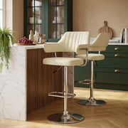 Chaise de Bar Faux Cuir Chrome - Skyline Crème 