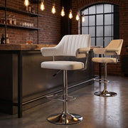 Chaise de Bar Faux Cuir Chrome - Skyline Blanc 
