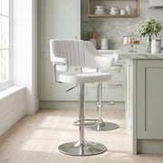 Chaise de Bar Chrome Brossé Faux Cuir - Skyline Blanc 