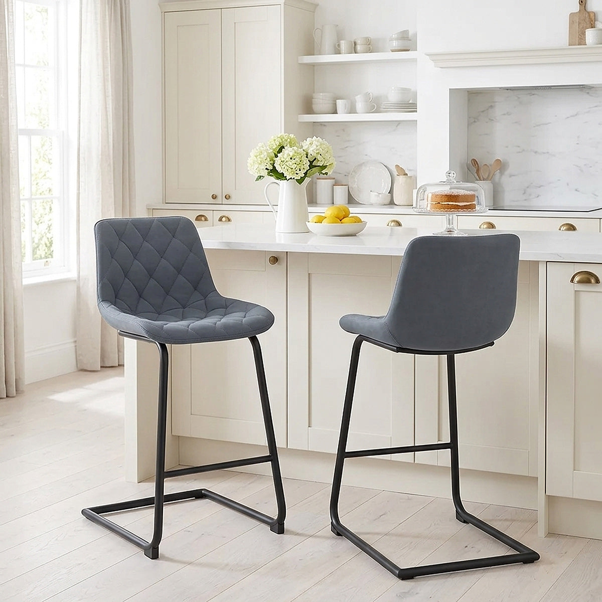 Tabouret de Bar Faux Cuir - Soho Bleu 