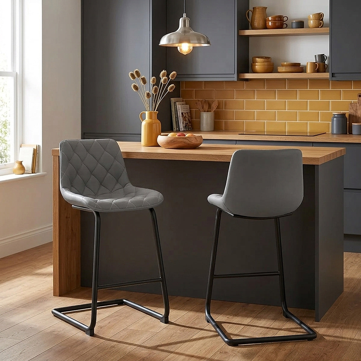 Tabouret de Bar Faux Cuir - Soho Gris 