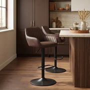 Tabouret de Bar Faux Cuir - Sol Marron 