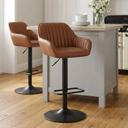Tabouret Cuir Véritable - Sol Marron 