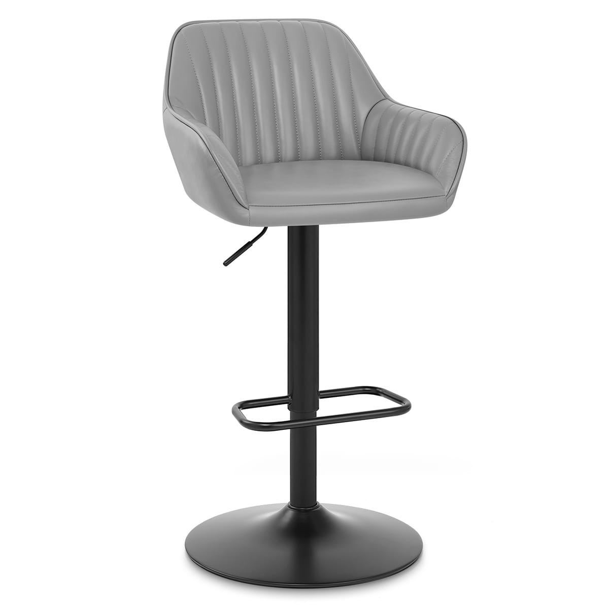 Tabouret Cuir Véritable - Sol Gris