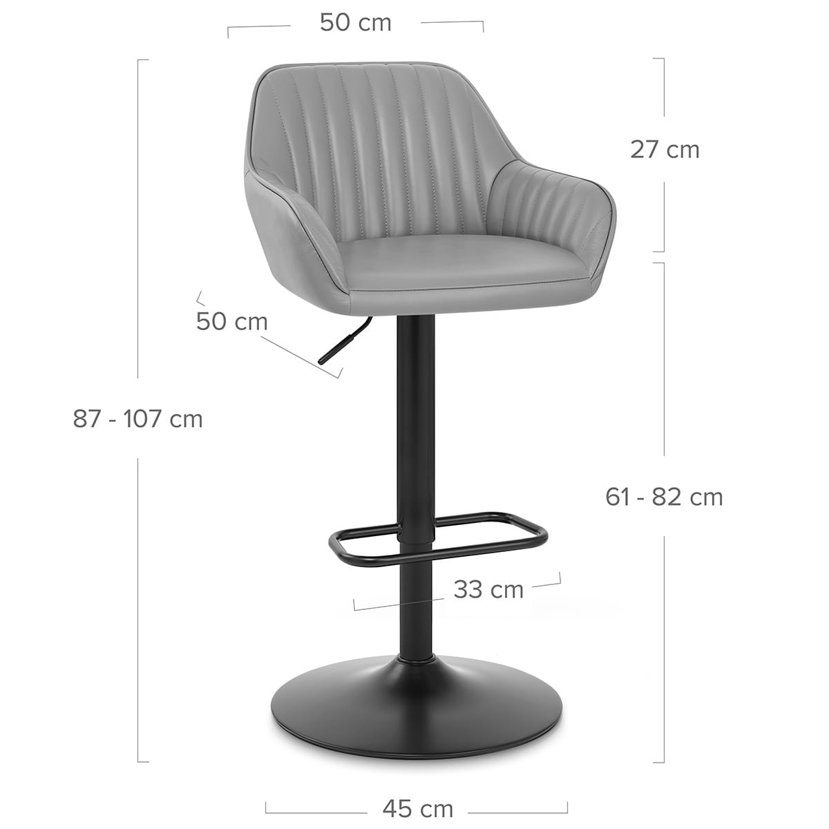 Tabouret Cuir Véritable - Sol Gris