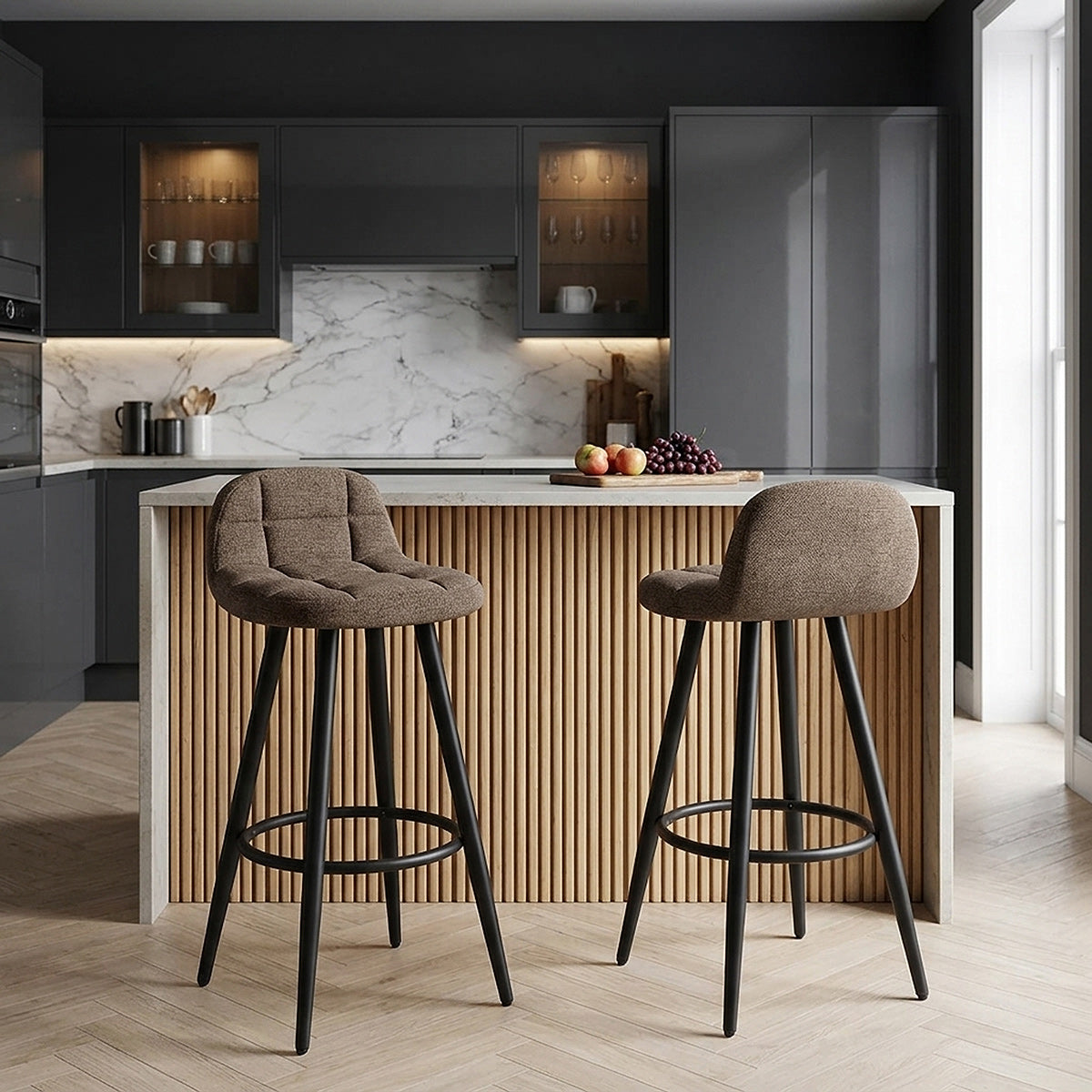 Tabouret Tissu - Solo Marron 