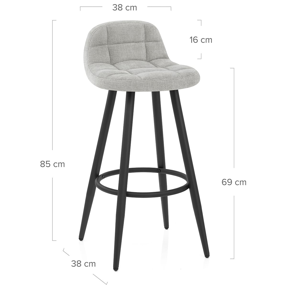 Solo Bar Stool Light Grey Fabric