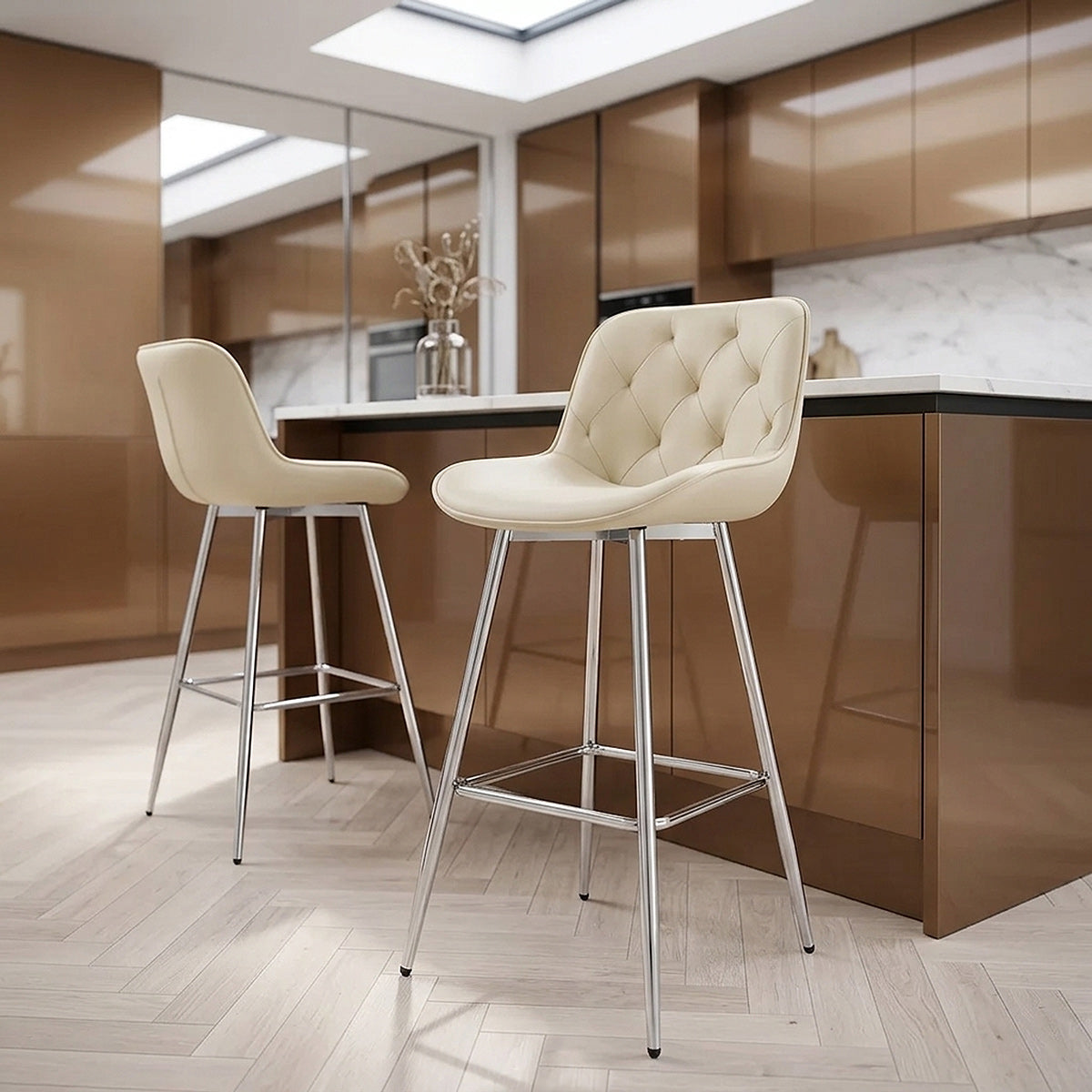 Tabouret de Bar Faux Cuir - Sprint Crème 