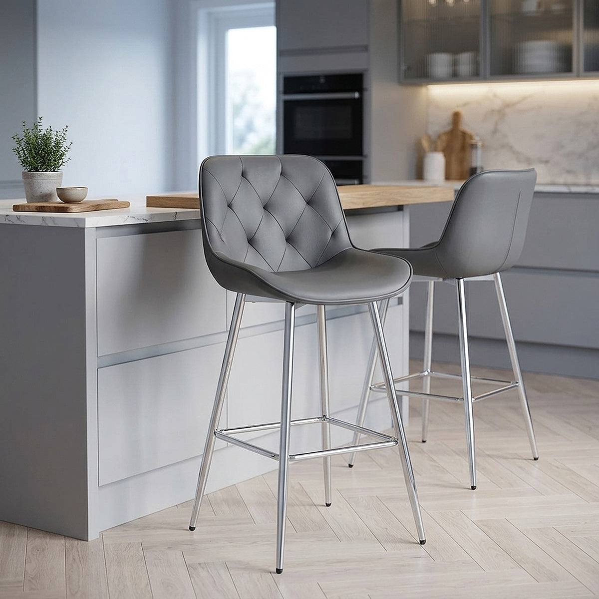 Tabouret de Bar Faux Cuir - Sprint Gris 