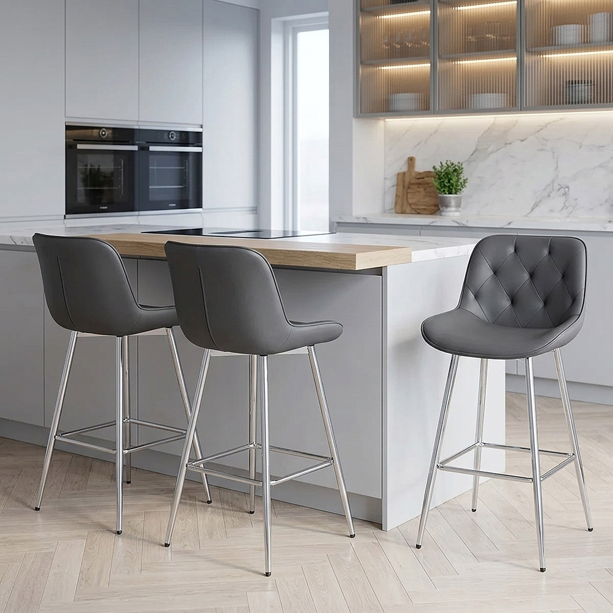Tabouret de Bar Faux Cuir - Sprint Gris 