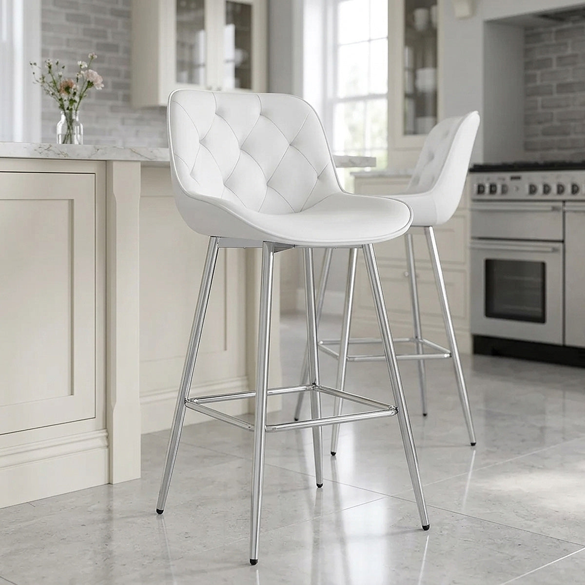 Tabouret de Bar Faux Cuir - Sprint Blanc 