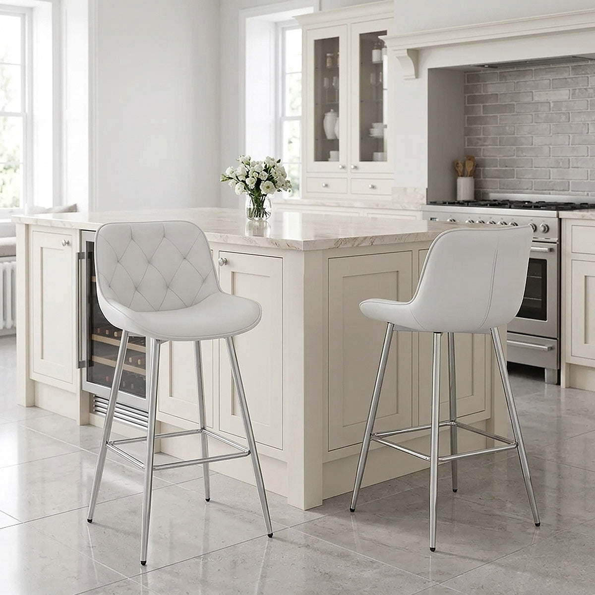 Tabouret de Bar Faux Cuir - Sprint Blanc 