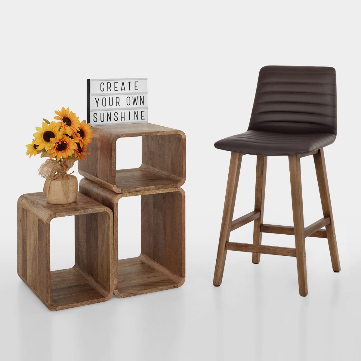 Spritz Wooden Stool Brown