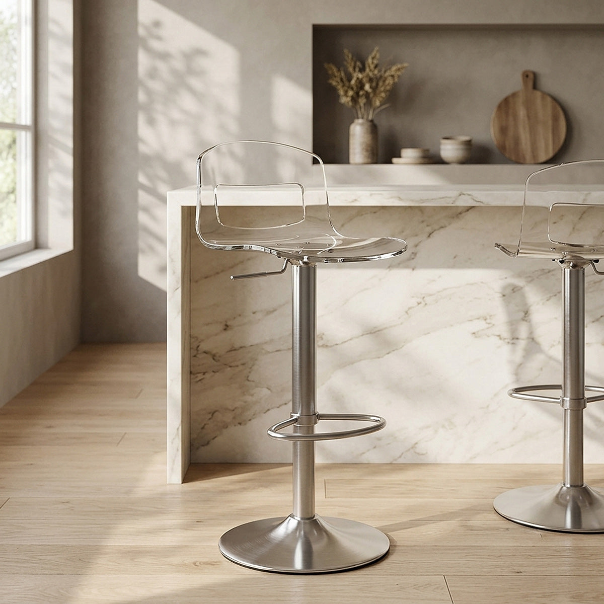 Chaise de Bar Plastique Chrome Brossé - Stardust Transparent 