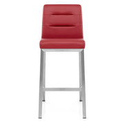 Stella Brushed Steel Stool Red