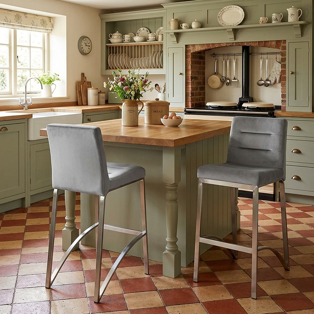 Tabouret Velours - Stella Gris