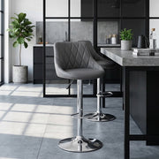 Chaise de Bar Faux Cuir - Stitch Gris 