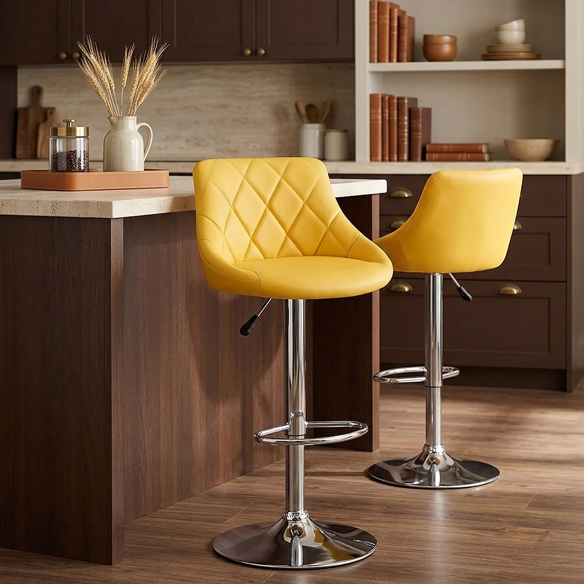 Chaise de Bar Faux Cuir - Stitch Jaune 