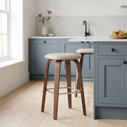 Tabouret de bar Bois Tissu - Stockholm Crème 