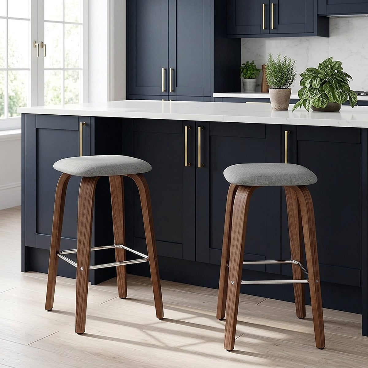 Tabouret de bar Bois Tissu - Stockholm Gris 