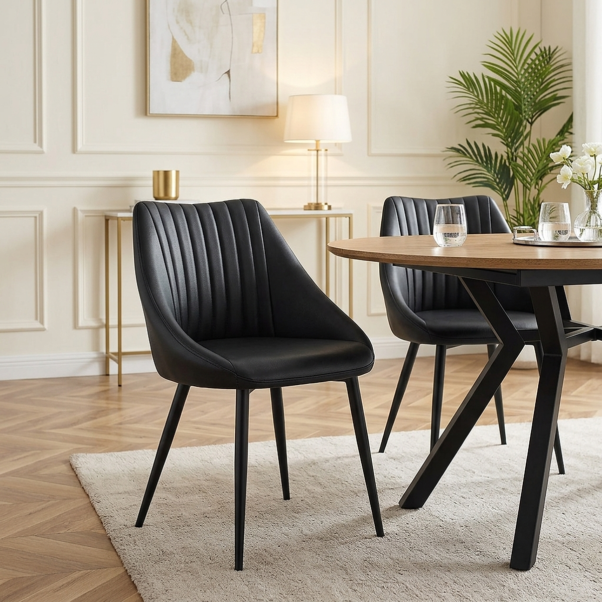 Chaise Cuir Véritable - Strata Noir 