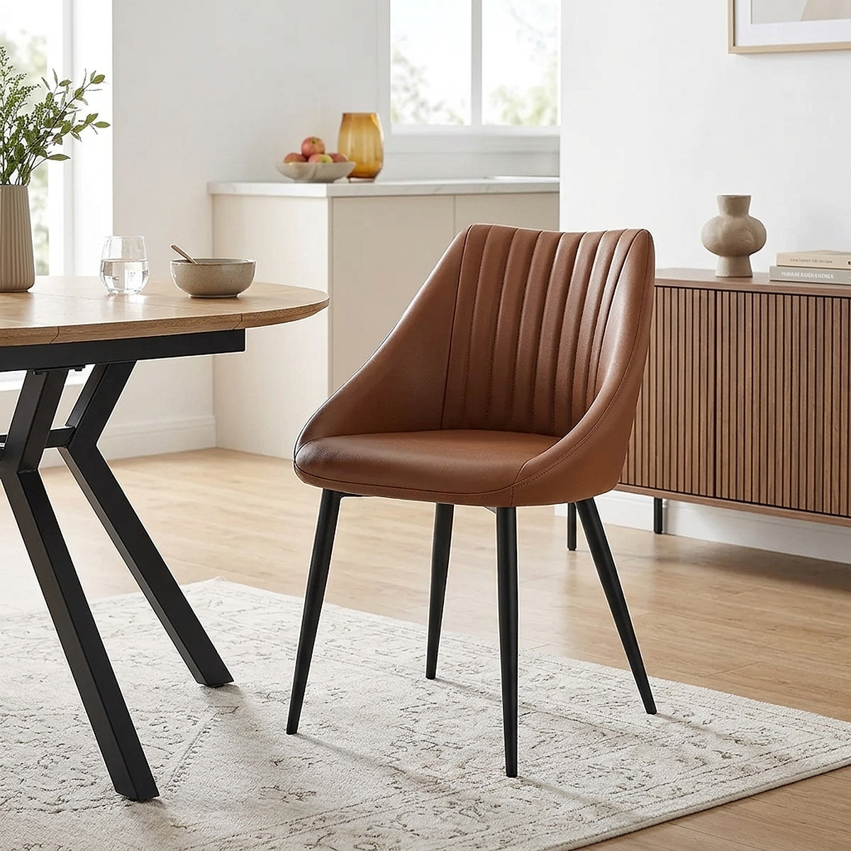 Chaise Cuir Véritable - Strata Marron 