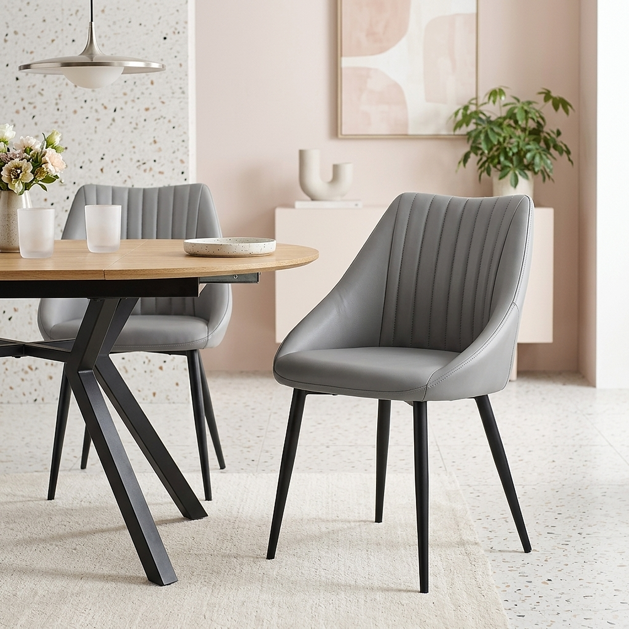 Chaise Cuir Véritable - Strata Gris 