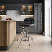 Chaise de Bar Faux Cuir Chrome - Summit Noir 