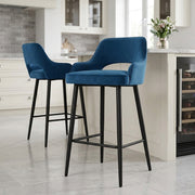 Tabouret de bar Velours - Sutton Bleu 