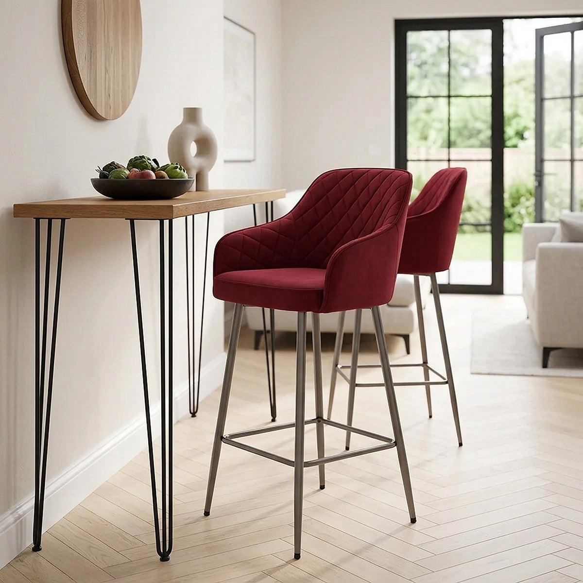 Tabouret de Bar Velours - Sydney Rouge 