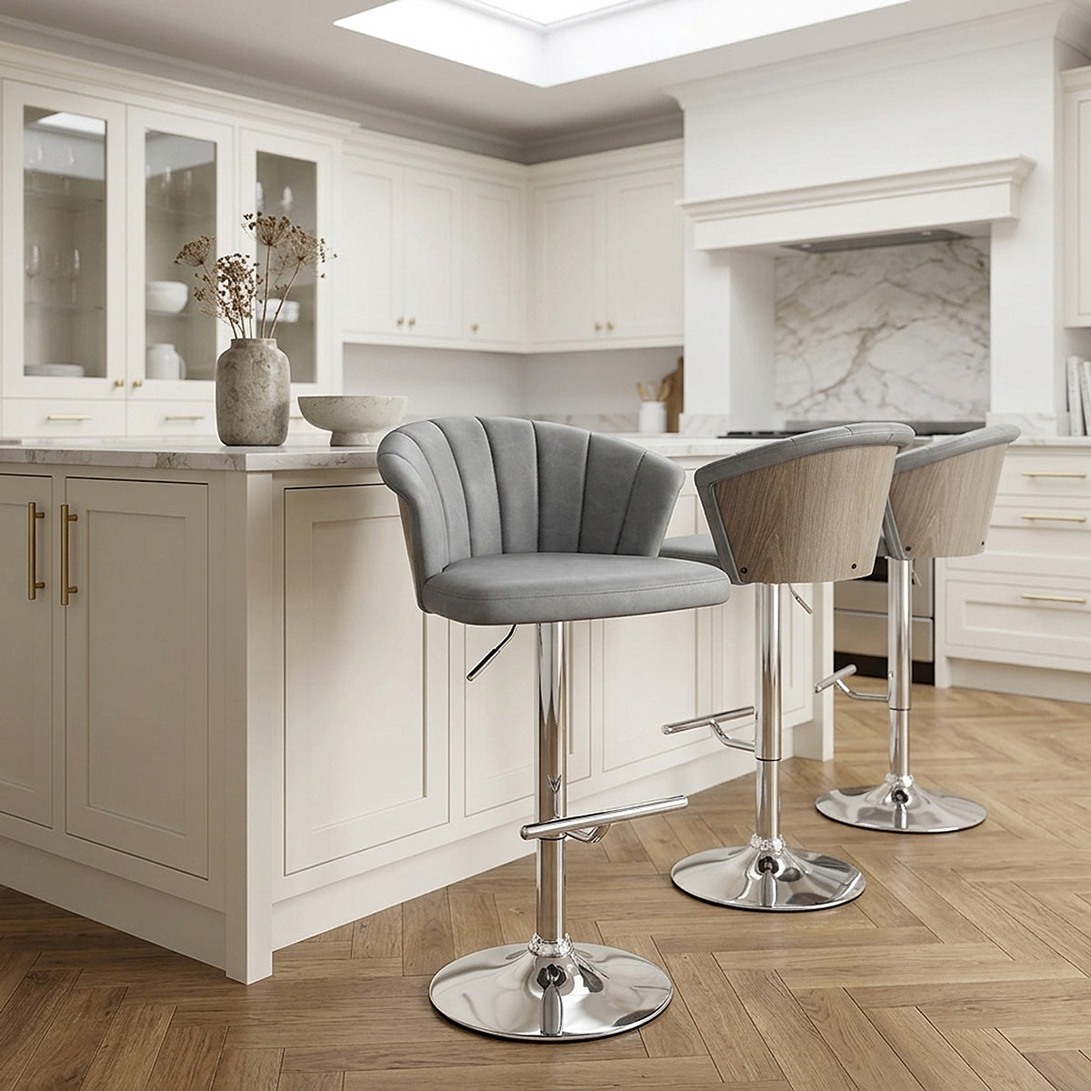 Chaise de Bar Faux Cuir - Symphony Gris 