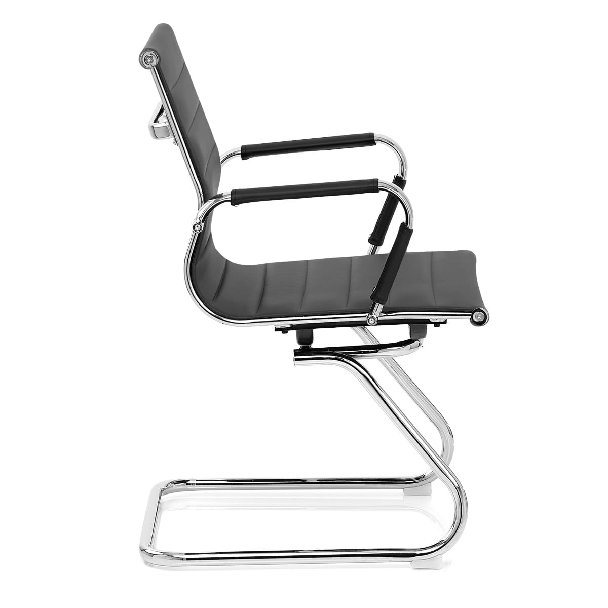 Chaise de Bureau Faux Cuir Chrome - Task Noir