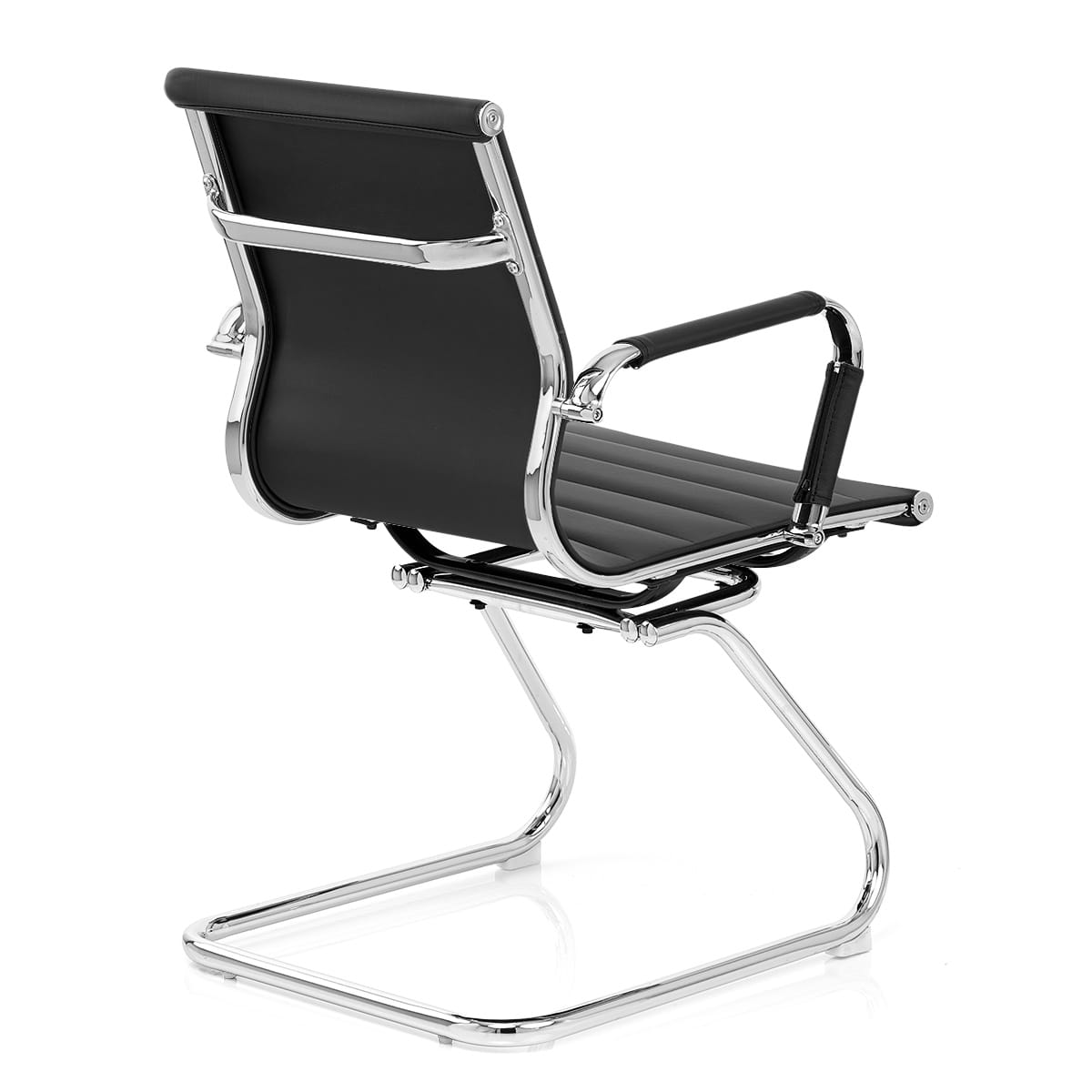 Chaise de Bureau Faux Cuir Chrome - Task Noir