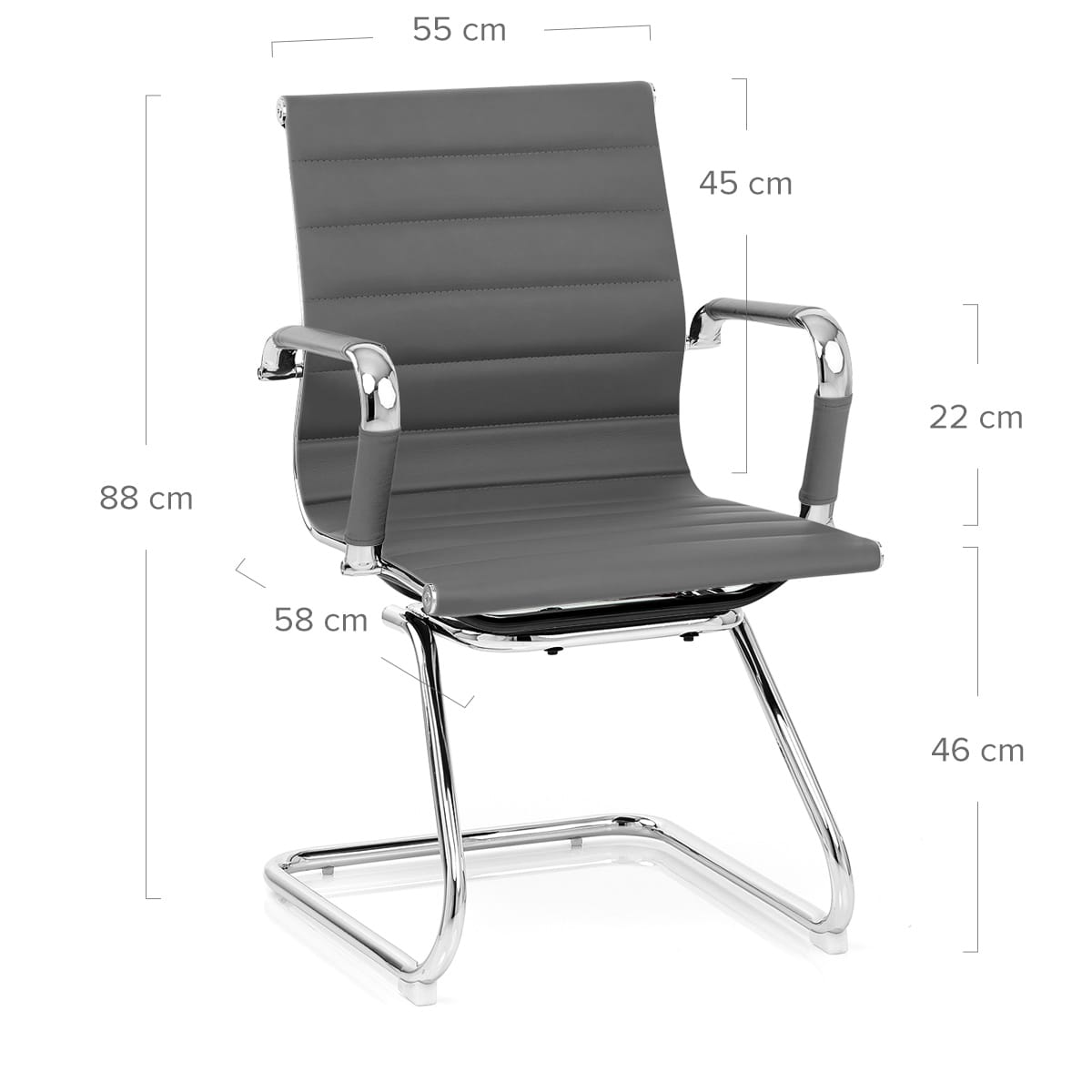 Chaise de Bureau Faux Cuir Chrome - Task Gris