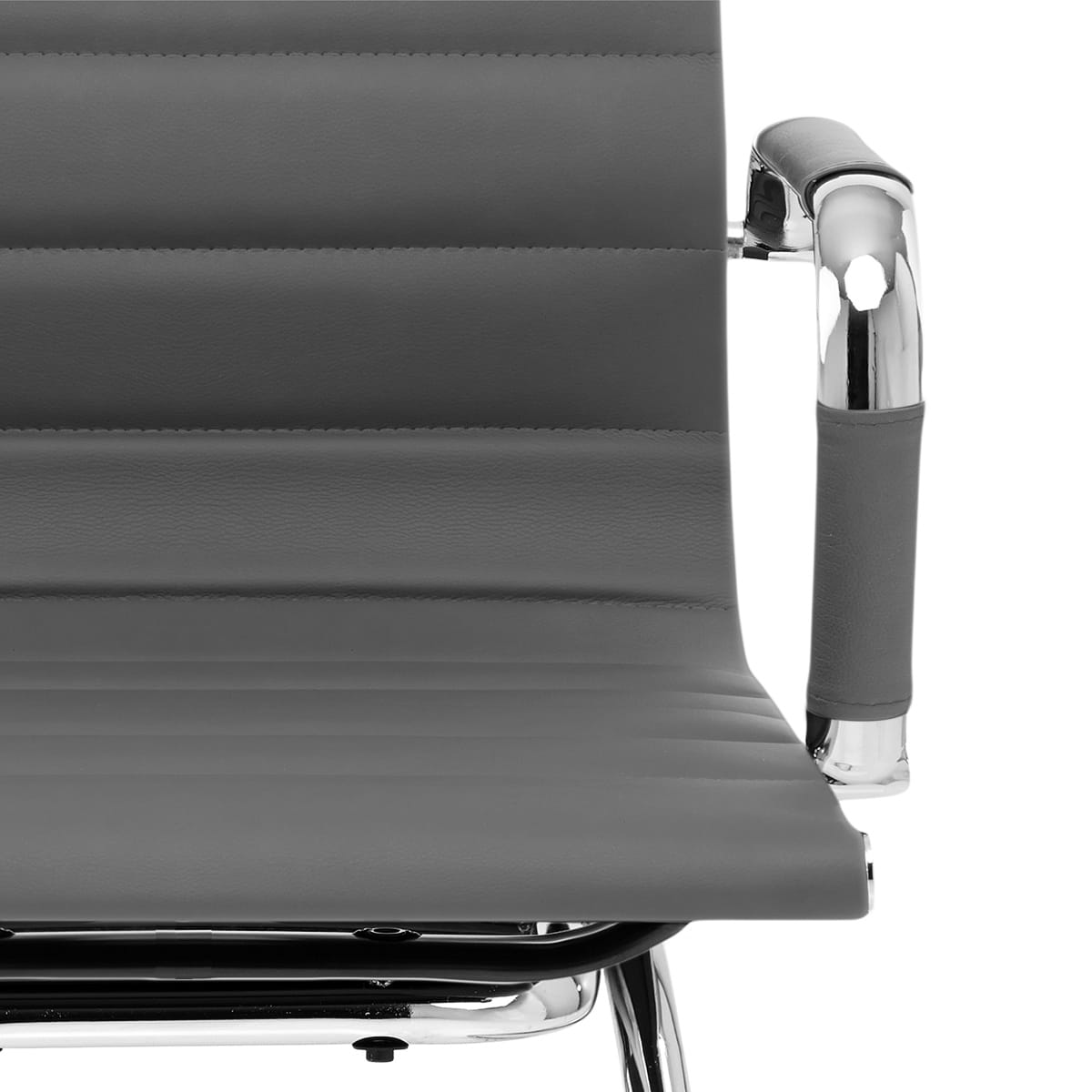 Chaise de Bureau Faux Cuir Chrome - Task Gris