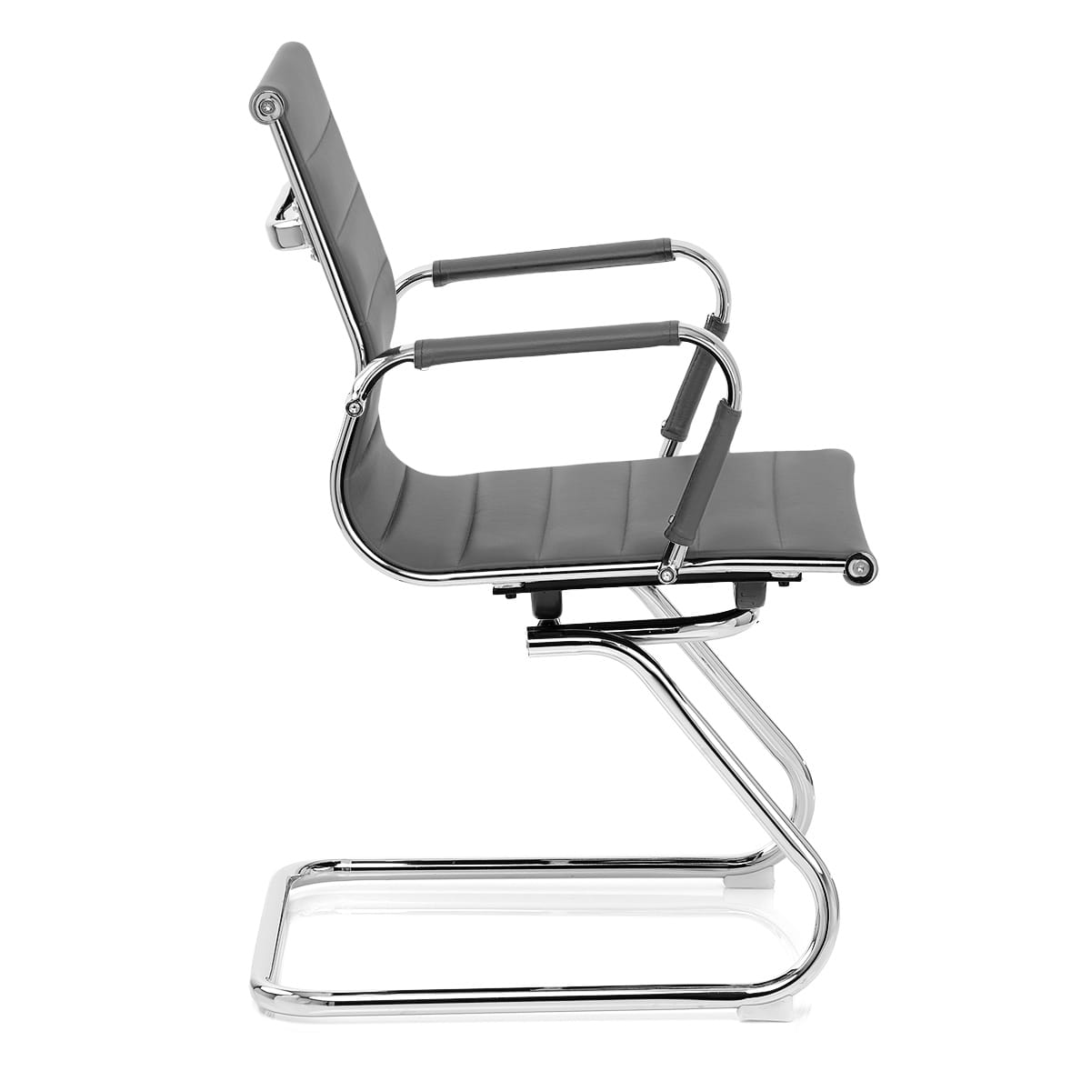 Chaise de Bureau Faux Cuir Chrome - Task Gris