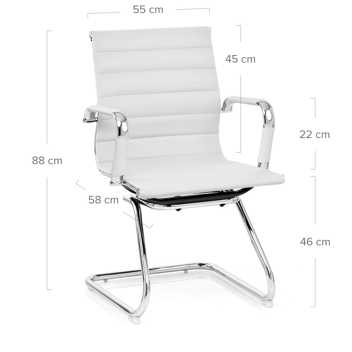 Chaise de Bureau Faux Cuir Chrome - Task Blanc