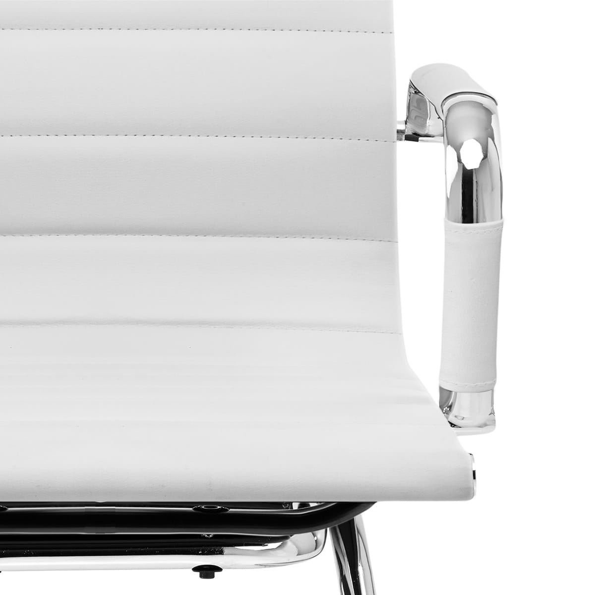 Chaise de Bureau Faux Cuir Chrome - Task Blanc