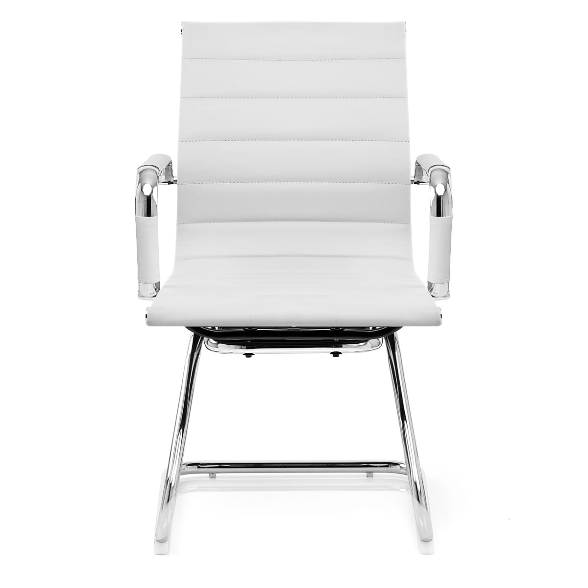 Chaise de Bureau Faux Cuir Chrome - Task Blanc