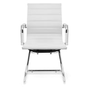 Chaise de Bureau Faux Cuir Chrome - Task Blanc