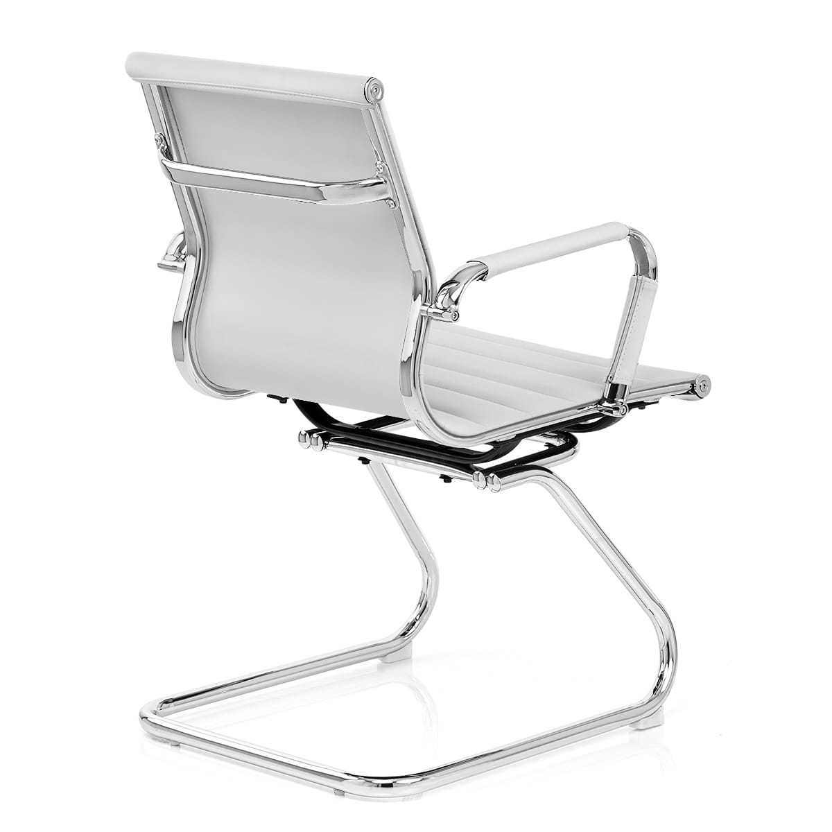 Chaise de Bureau Faux Cuir Chrome - Task Blanc