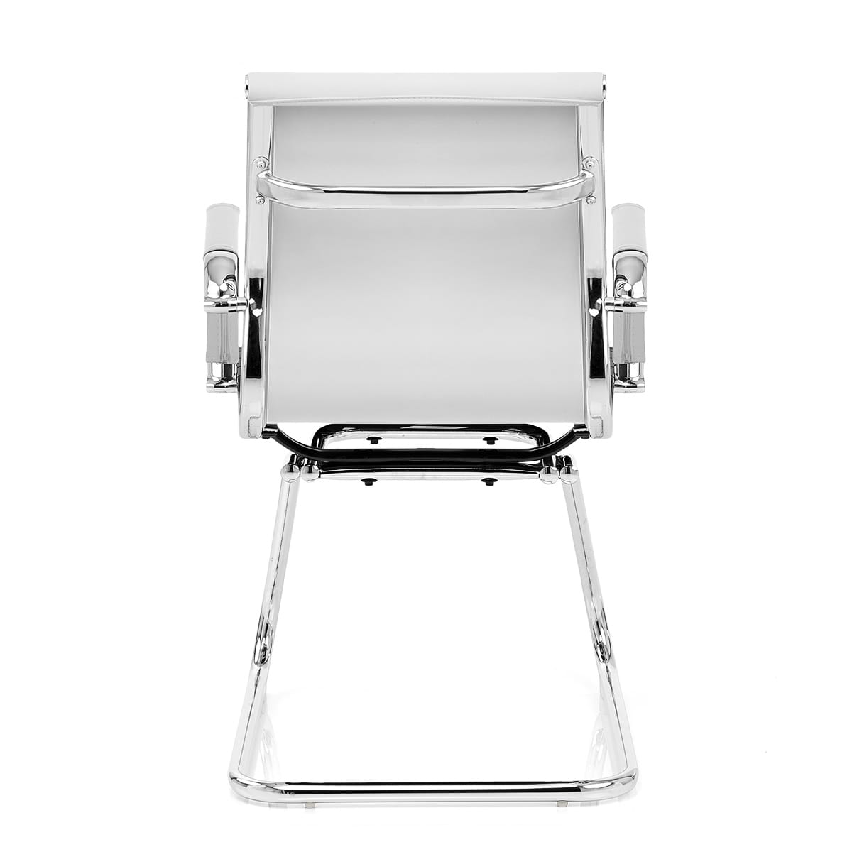 Chaise de Bureau Faux Cuir Chrome - Task Blanc