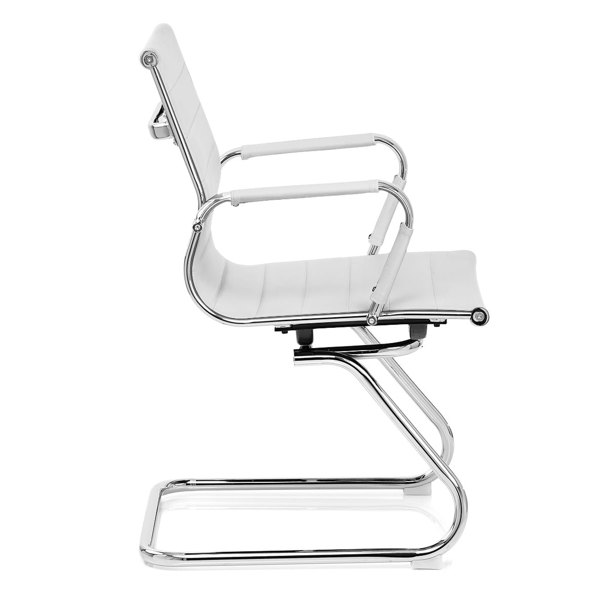 Chaise de Bureau Faux Cuir Chrome - Task Blanc