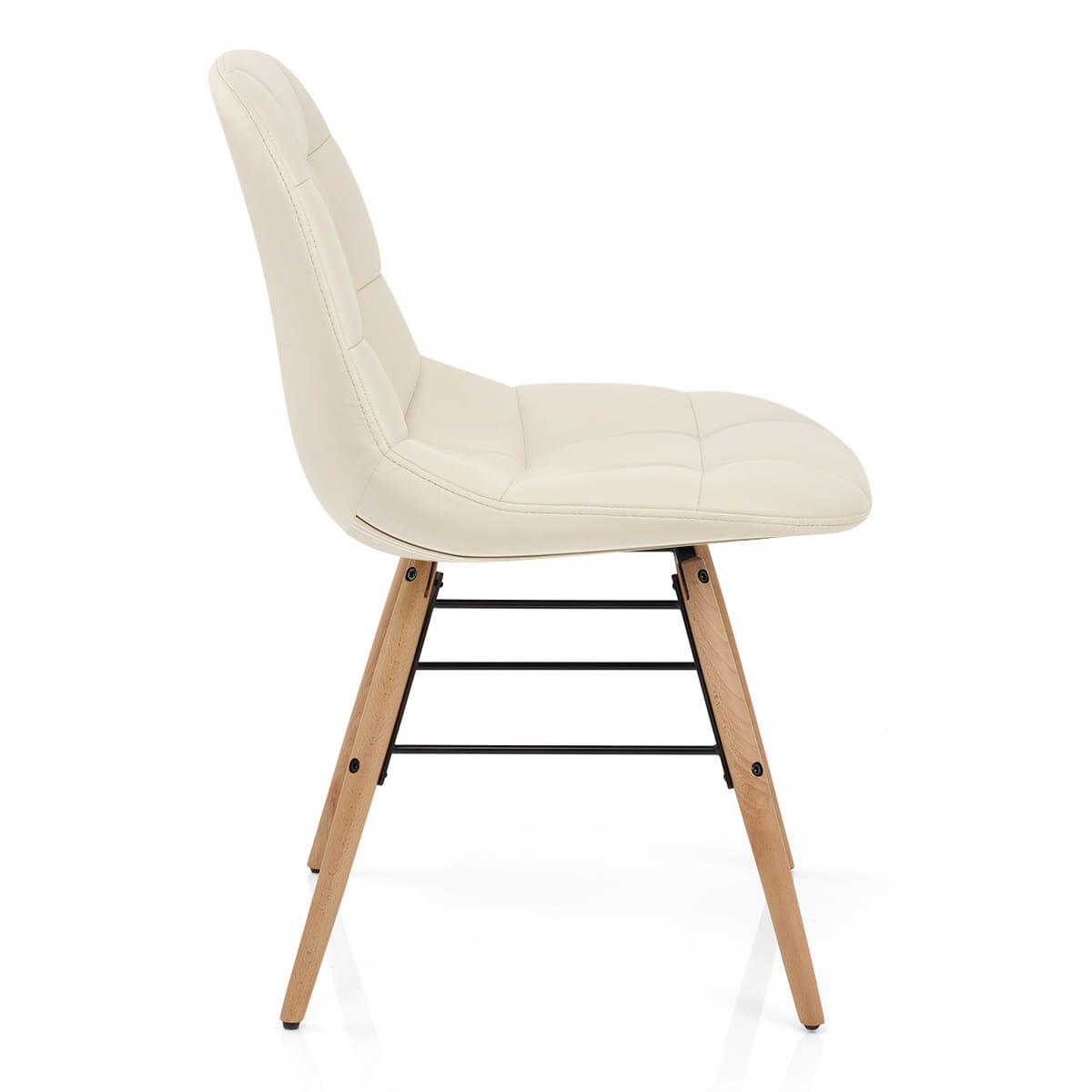 Chaise Faux Cuir Bois - Tate Crème 