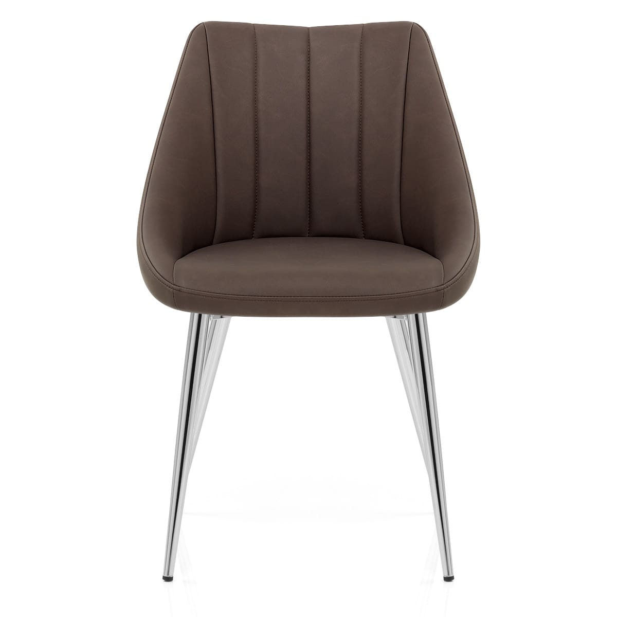 Chaise Faux Cuir Chrome - Tempo Marron 