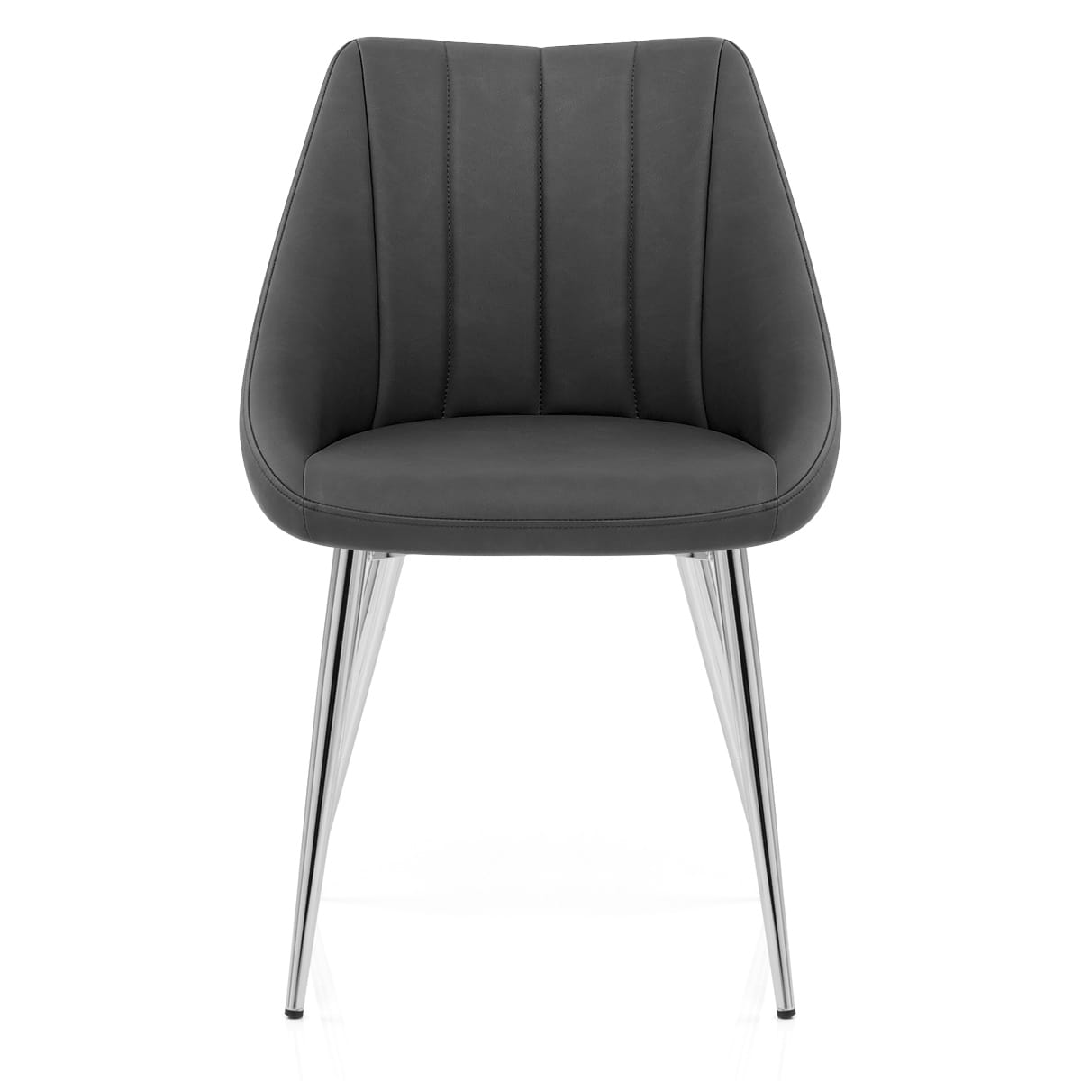 Chaise Faux Cuir Chrome - Tempo Gris Foncé 