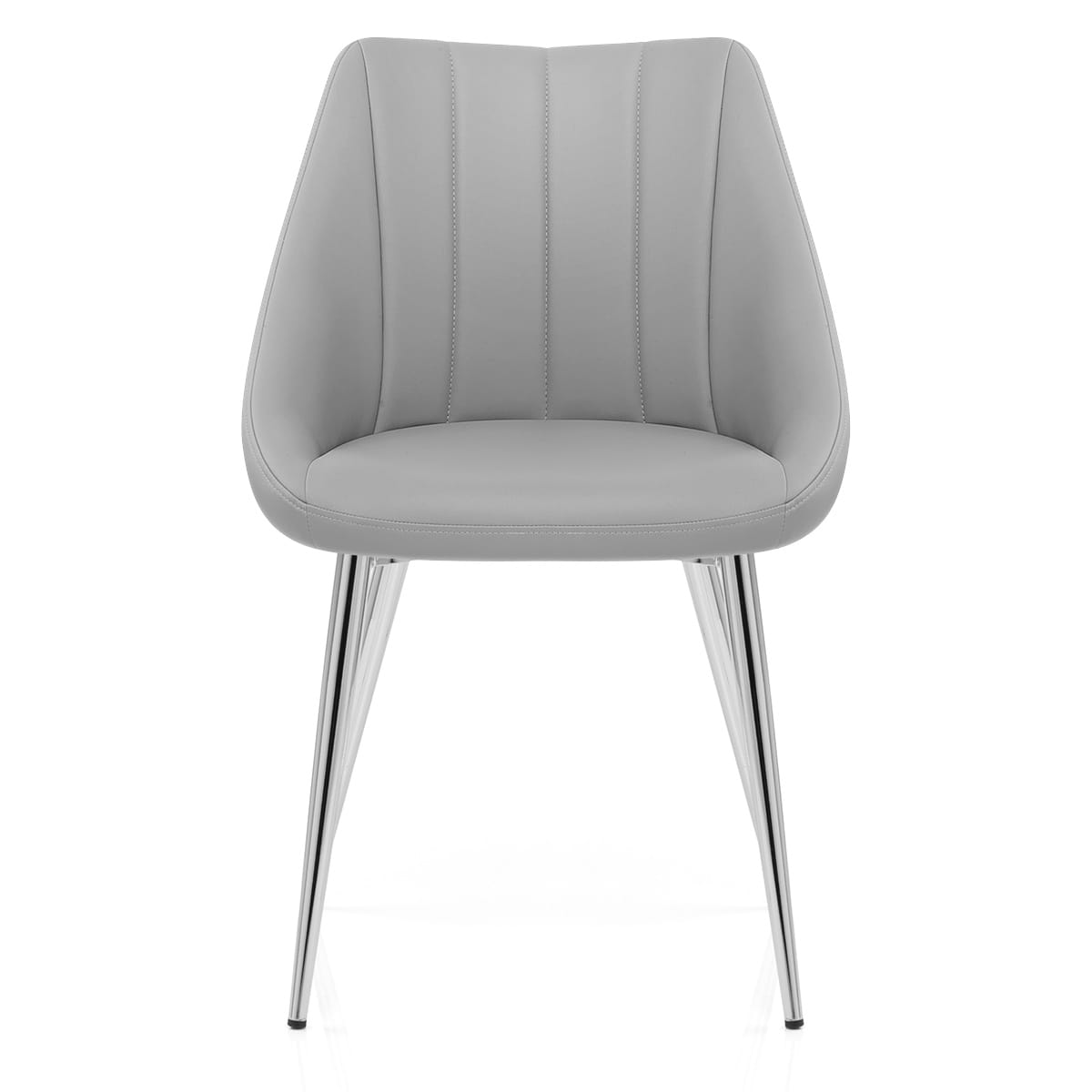 Chaise Faux Cuir Chrome - Tempo Gris 