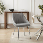 Chaise Faux Cuir Chrome - Tempo Gris 
