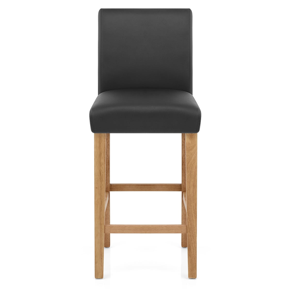 Tabouret de Bar Bois Cuir Croûté - Tetbury Noir 