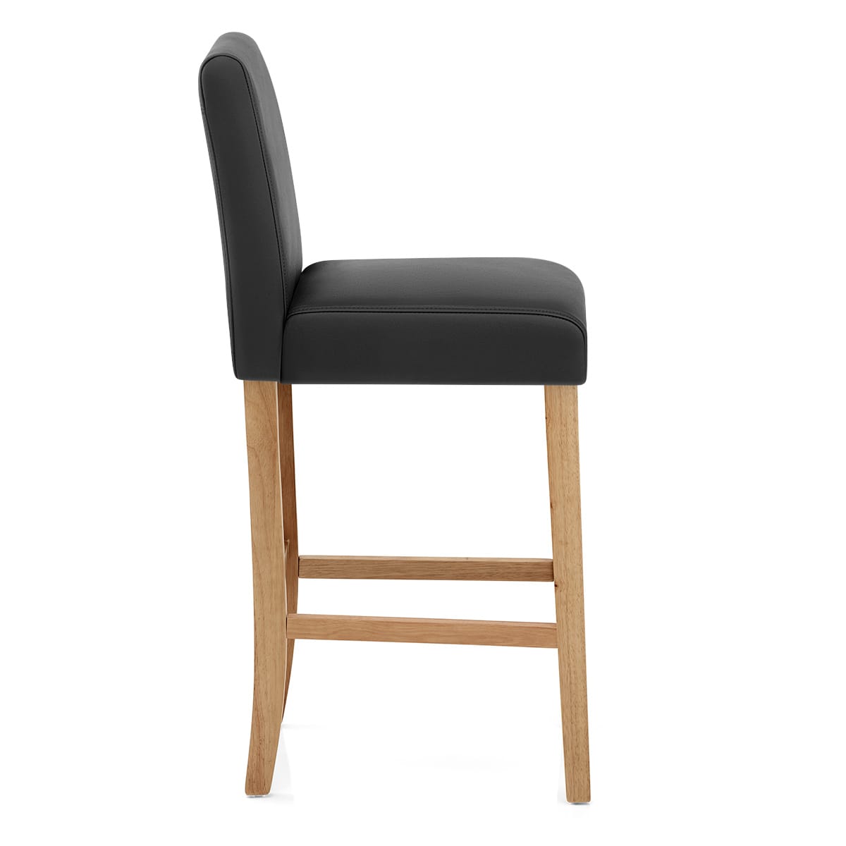 Tabouret de Bar Bois Cuir Croûté - Tetbury Noir 